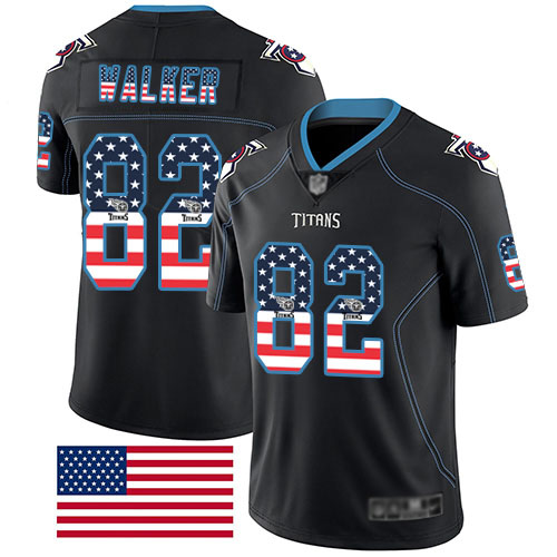 Tennessee Titans Limited Black Men Delanie Walker Jersey NFL Football 82 Rush USA Flag